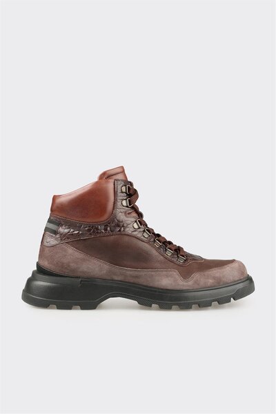 Brown Leather Men's Sports Boots