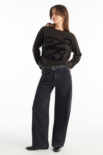 Normal Waist Loose Fit Black Women's Trousers TBWRDN1035-1