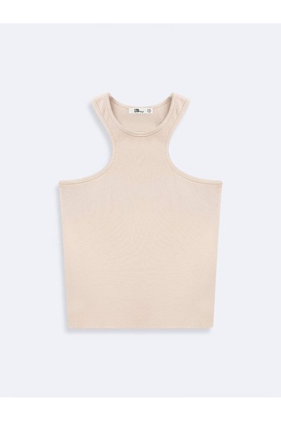 Sleeveless Corded Fabric Basic Cream Undershirt