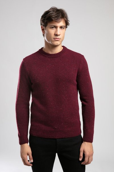 Jos Men's O-Neck Sweater Purple Plum