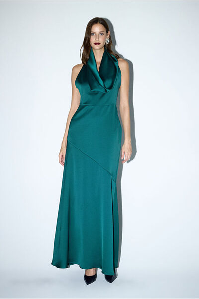 Mert Aslan Degaje Collar Long Dress