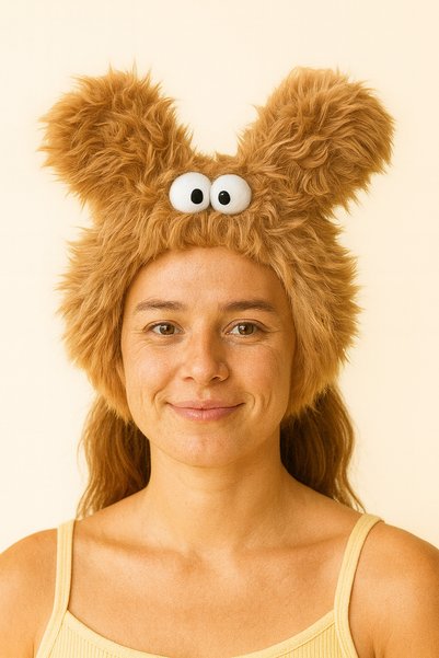 Feathered Hair Band with Ears and Eye Accessories Brown