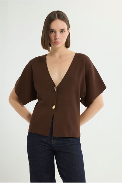 V-Neck Knit Cardigan