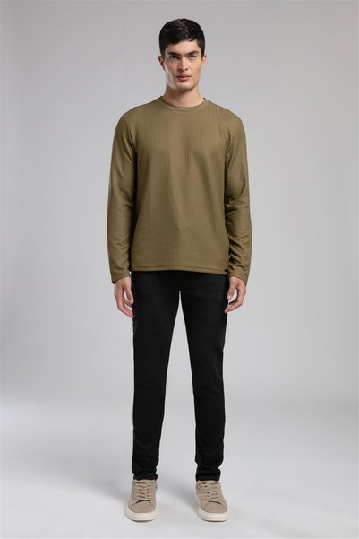 Wayne Men's O Neck Sweatshirt Khaki
