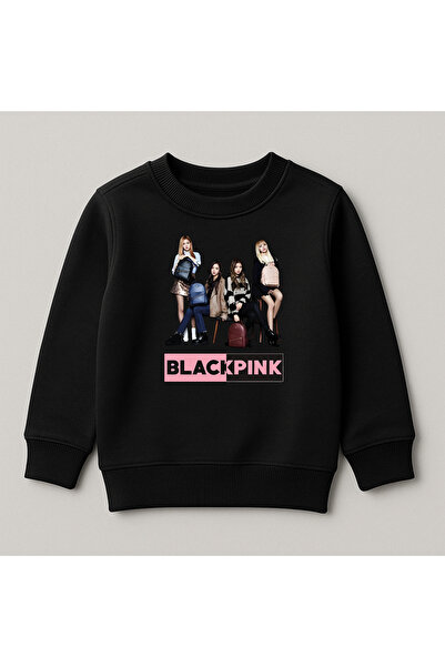 Детска маичка со долги ракави со Black Pink принт и тркалезен изрез 100% памук