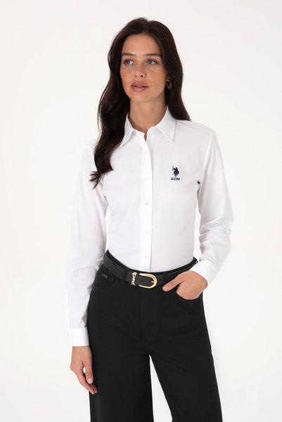 Women's White Long Sleeve Basic Shirt 50307989-VR013