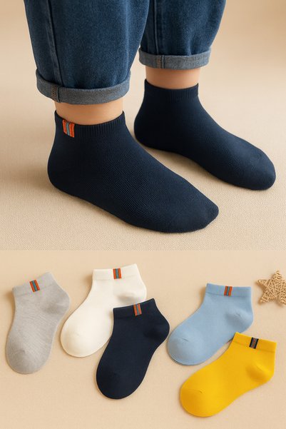 5 Pairs Children's Summer Short Colorful Socks