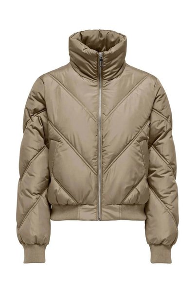 Tamara Quilted Women's Beige Stand Collar Coat