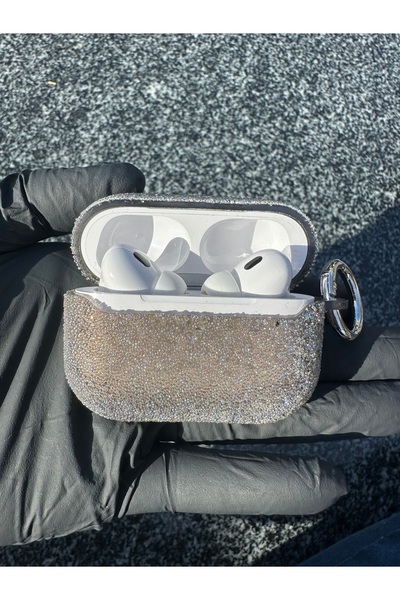 Заштитна футрола за слушалки компатибилна со Airpods Pro 2. генерација, со украсни камења и мек силикон што апсорбира удари, со закачалка