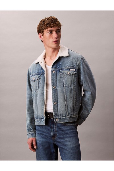 Men's 90s Sherpa Trucker Tinted Thundr Jacket - Light Blue/