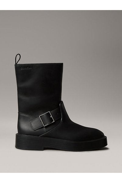 Black Women's Leather Boots YW0YW01970BEH