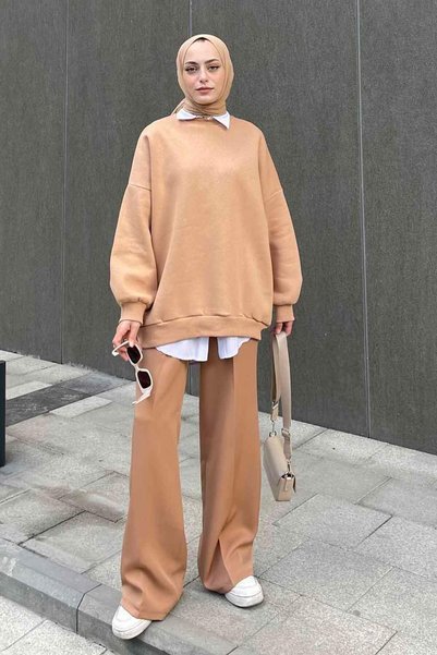 Jasmin Crew Neck Oversized Sweat Milk Coffee