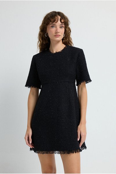 Short Sleeve Tweed Dress