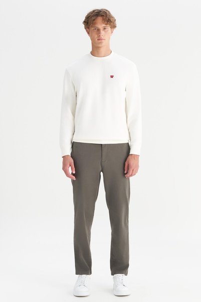 Wm01200001Uu Khaki Men's Lyocell Fabric Slim Fit Chino Elastic Waist Trousers