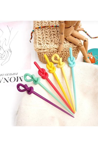 Women's Multi-Colored Bun Stick 6 Pieces