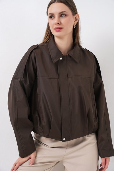 Women's Oversized Short Jacket 0732 - Brown