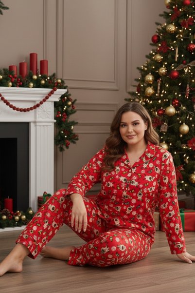 Suede Curve New Year Pajama Set
