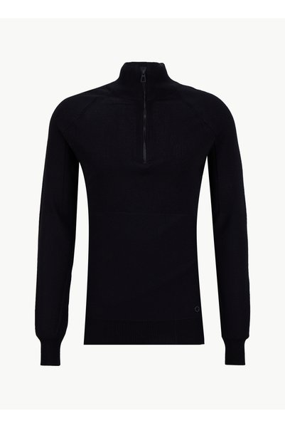 Mock Neck Slim Fit Black Men's Sweater Gu25Mfw04031