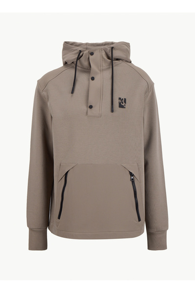 Hooded Collar Dark Beige Men's Sweatshirt Gu25Mfw08028