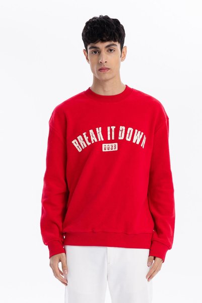 Crew Neck Printed 100% Cotton Fleece Men Sweatshirt