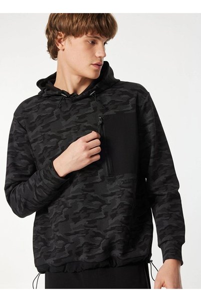 Gmg Fırenze Hooded Collar Black Men's Sweatshirt GU24MFW08011