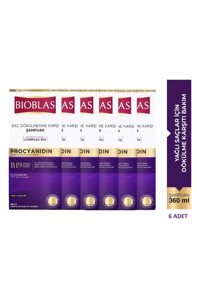 Shampoo Against Hair Loss and Oiling 360 ml 6 Pieces