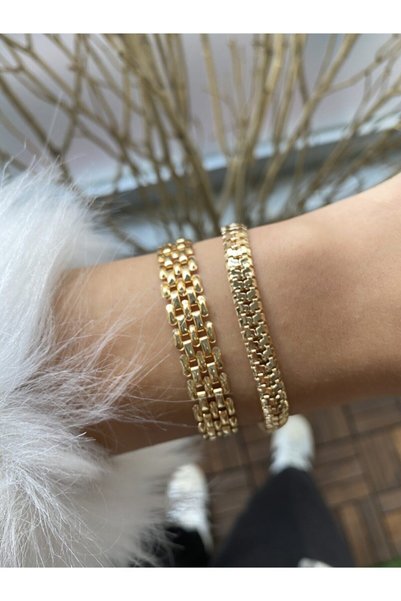 Women's Gold Plated Brass Color-Fast Bracelet 2-Piece Combination