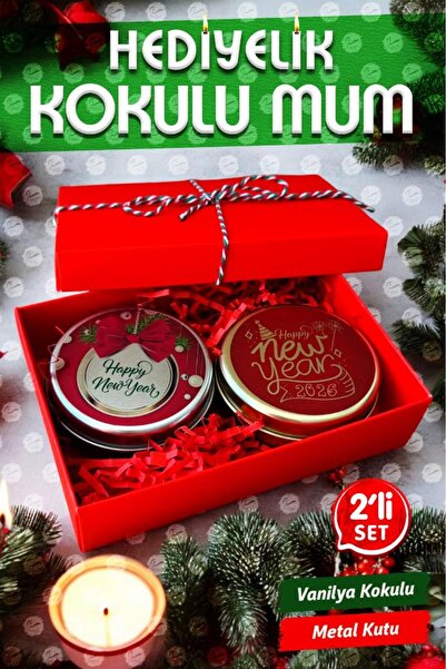 Новогодишен подарок метална кутија миризлива свеќа комплет од 2 парчиња No:2 christmas gift candle-T1105