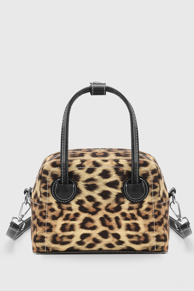Leopard Pattern Mini Hand and Shoulder Bag - Zippered, Adjustable Strap