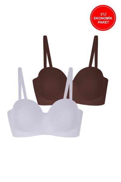 2-Pack - Women's Corded Fabric Strapless Bras