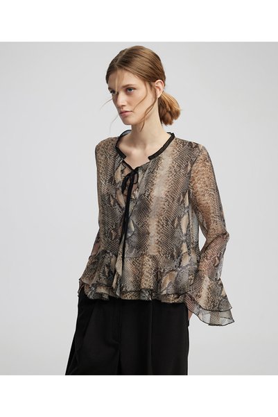 Snake Skin Pattern Chiffon Blouse