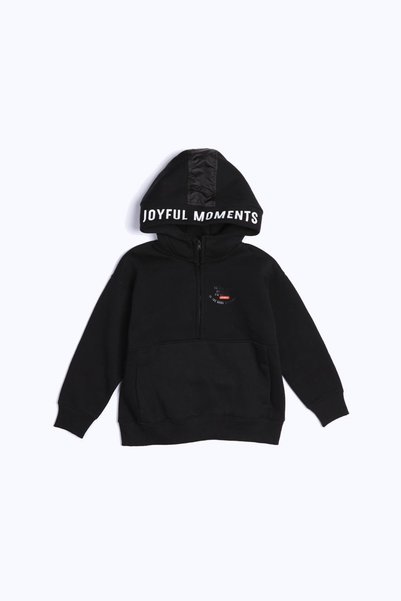 Tate Boys' Hooded Zippered Sweatshirt Black