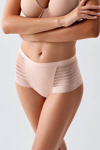Tulle Detail Brazilian Panties C19302 Nude