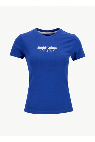 Jeans Round Neck Printed Blue Women's T-Shirt Jeans Women Slim Fit T-Shirt