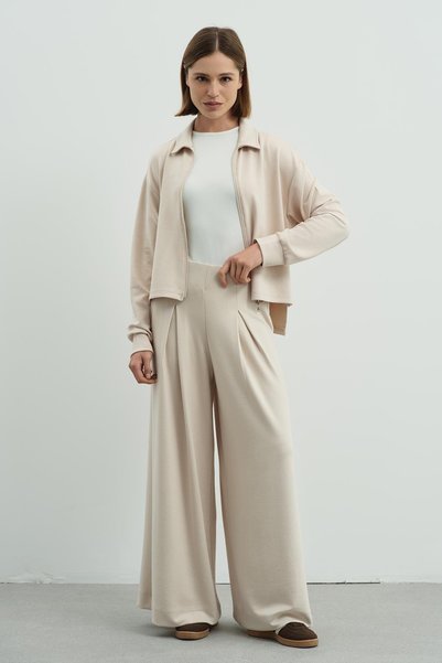 Pure Touch Single Pleated Trousers Cc7007 Beige
