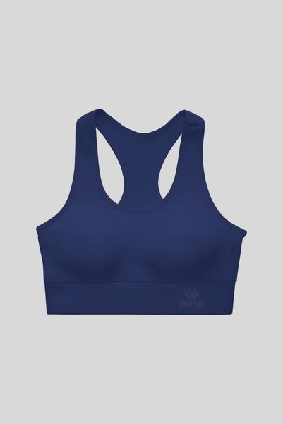 Indigo Back Detailed Slim Fit U-Neck Women's Sports Bustier - 97120