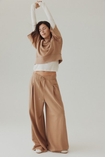 Pants with Detailed Stitching and Drawstring Ties