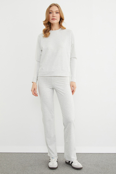 Basic Crew Neck Striped Modal 2-Piece Set
