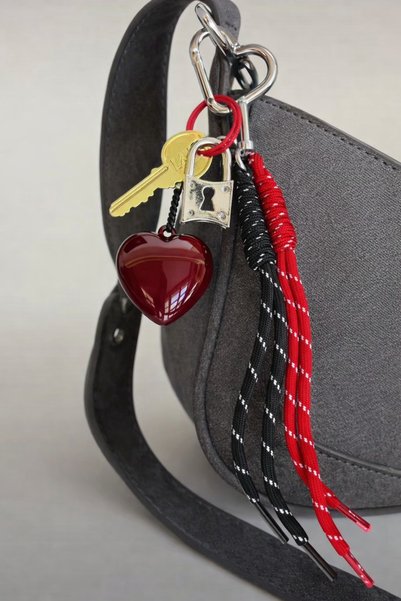 Red Heart Charm Keychain
