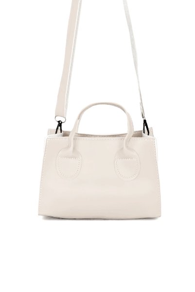 Women's White Mini Size Faux Leather Strap Hand and Shoulder Bag