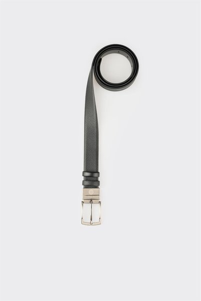 Black Leather Men's Belt