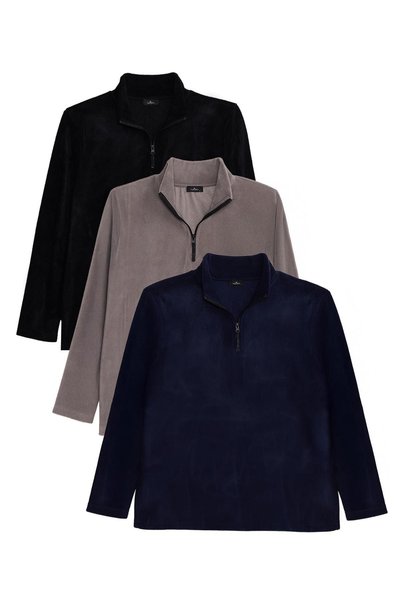 Unisex 3-Pack Navy Blue-Grey-Black Standard Fit Cold-Resistant Fleece
