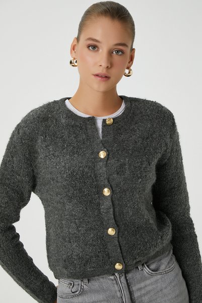 Women's Enda Anthracite Boucle Cardigan