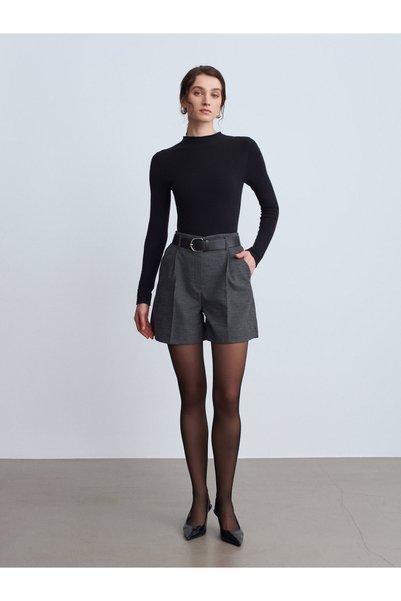 72232 Belted Shorts-Grey