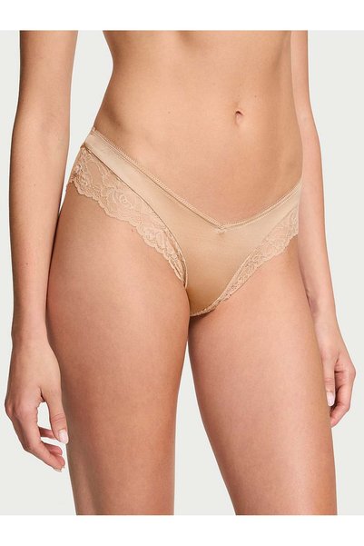 Deep Leg Cut Cheeky Panties with Rose Lace
