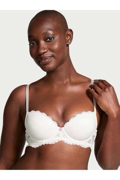 Smooth Lace Light Padding Support Classic Gathering Demi Bra
