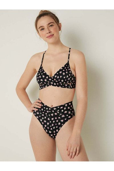 V Cross over High Waist Cheeky Bikini Bottom