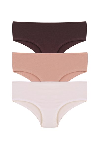 Women's Cotton 3-Piece Stretch Fabric Hipster Panties
