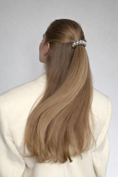 Pearl Silver Metal Accessory Rubber Buckle