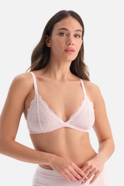 Pink Lace Detailed Bra